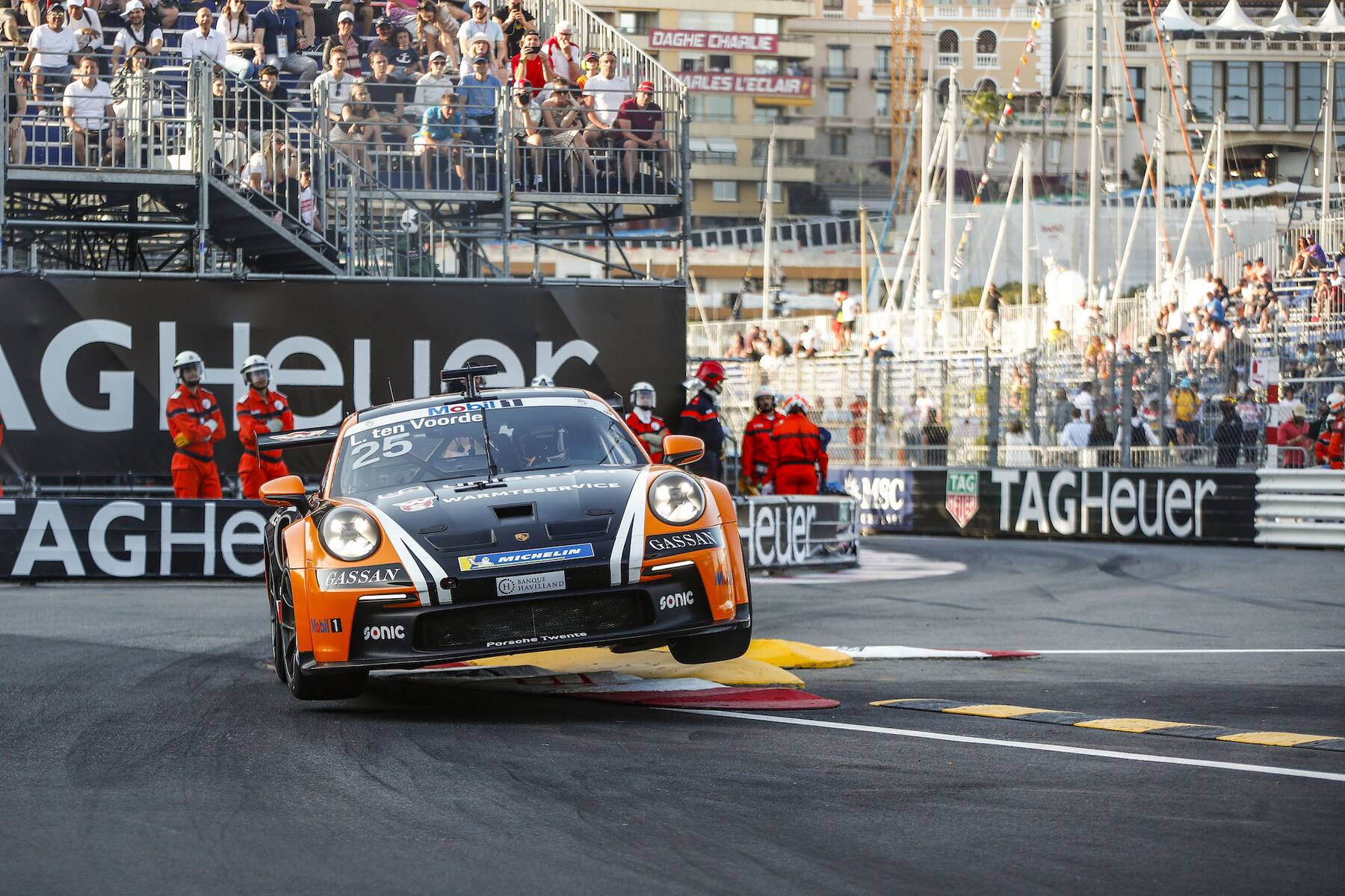 SimDelft-trained driver on the Monaco street circuit during a Porsche Supercup race